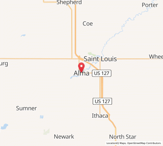 Map of Alma, Michigan