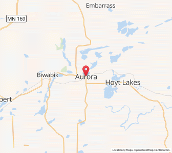 Map of Aurora, Minnesota