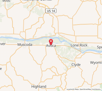 Map of Avoca, Wisconsin