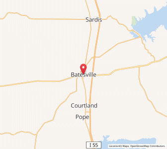 Map of Batesville, Mississippi