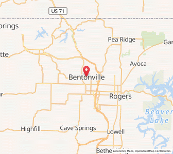 Map of Bentonville, Arkansas
