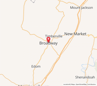 Map of Broadway, Virginia