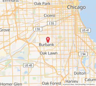 Map of Burbank, Illinois