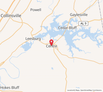Map of Centre, Alabama