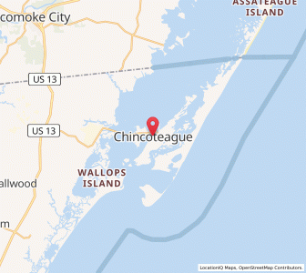 Map of Chincoteague Island, Virginia