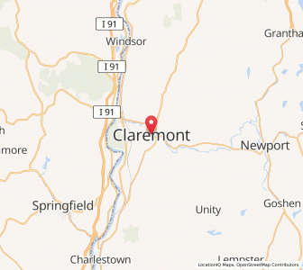 Map of Claremont, New Hampshire