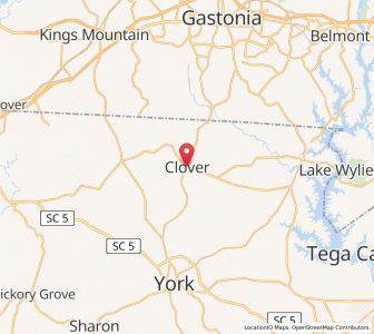 Map of Clover, South Carolina