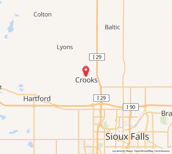 Map of Crooks, South Dakota