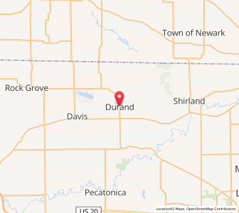Map of Durand, Illinois
