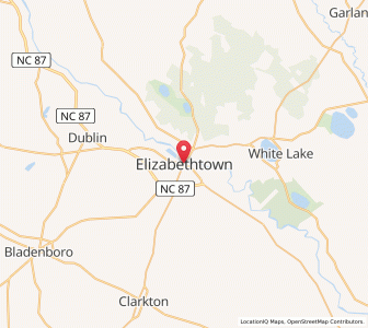 Map of Elizabethtown, North Carolina
