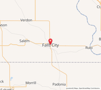 Map of Falls City, Nebraska