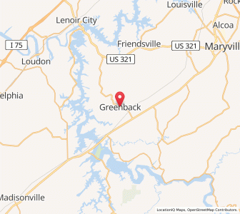 Map of Greenback, Tennessee