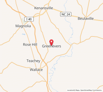 Map of Greenevers, North Carolina