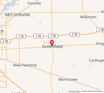 Map of Greenfield, Indiana