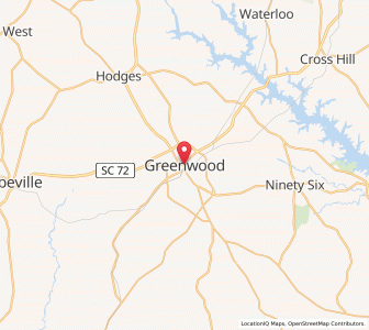 Map of Greenwood, South Carolina