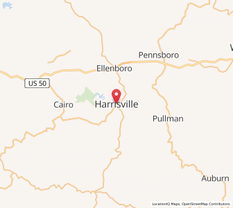 Map of Harrisville, West Virginia