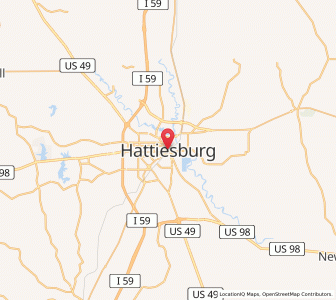 Map of Hattiesburg, Mississippi