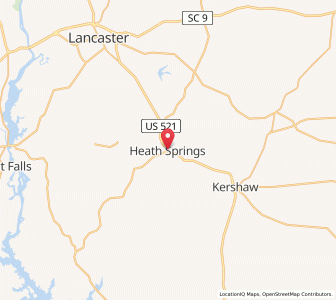 Map of Heath Springs, South Carolina