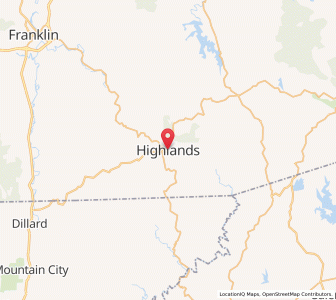 Map of Highlands, North Carolina