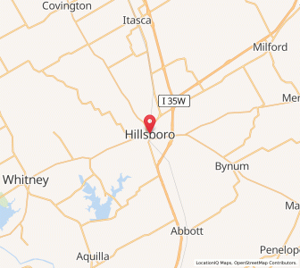 Map of Hillsboro, Texas