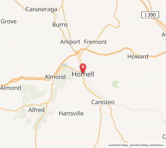 Map of Hornell, New York