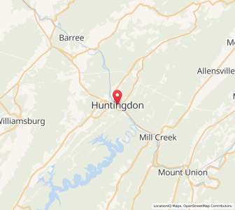 Map of Huntingdon, Pennsylvania