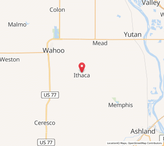 Map of Ithaca, Nebraska