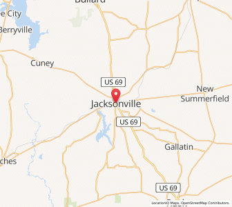 Map of Jacksonville, Texas