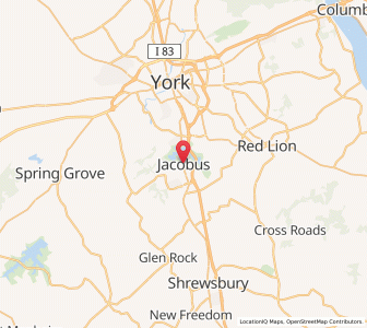 Map of Jacobus, Pennsylvania