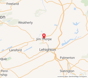Map of Jim Thorpe, Pennsylvania