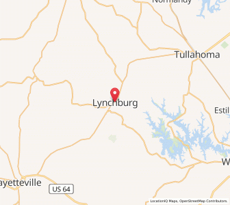 Map of Lynchburg, Tennessee