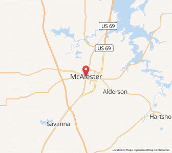 Map of McAlester, Oklahoma