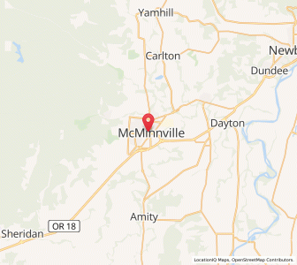 Map of McMinnville, Oregon