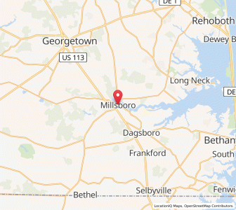 Map of Millsboro, Delaware