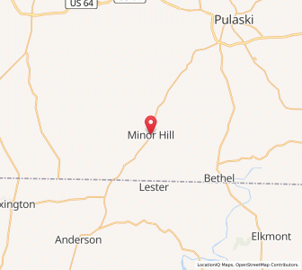 Map of Minor Hill, Tennessee