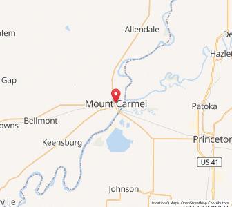 Map of Mount Carmel, Illinois