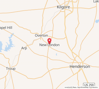 Map of New London, Texas