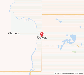 Map of Oakes, North Dakota