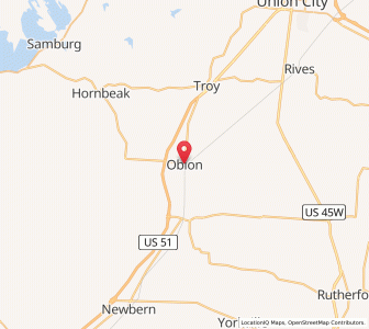 Map of Obion, Tennessee