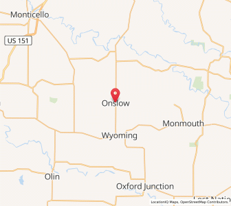 Map of Onslow, Iowa