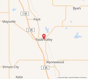 Map of Pauls Valley, Oklahoma