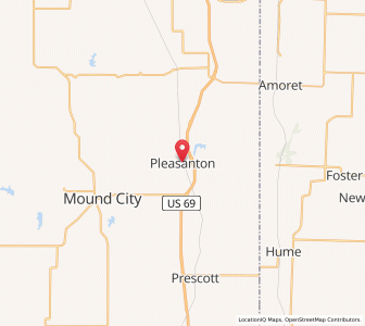 Map of Pleasanton, Kansas