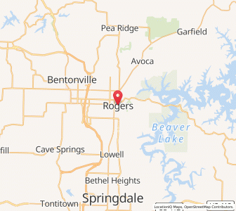 Map of Rogers, Arkansas