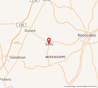 Map of Sallis, Mississippi