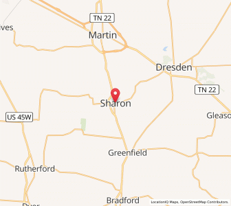 Map of Sharon, Tennessee