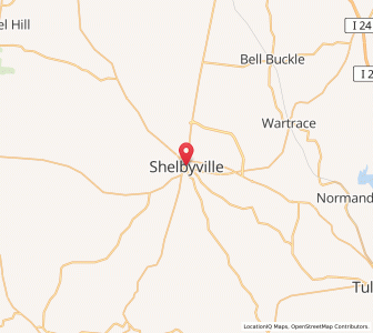 Map of Shelbyville, Tennessee
