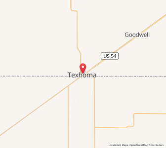 Map of Texhoma, Oklahoma