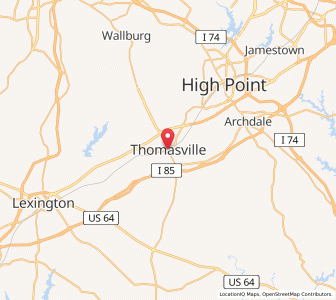 Map of Thomasville, North Carolina