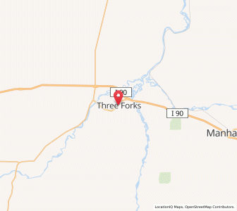 Map of Three Forks, Montana