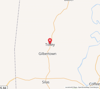 Map of Toxey, Alabama